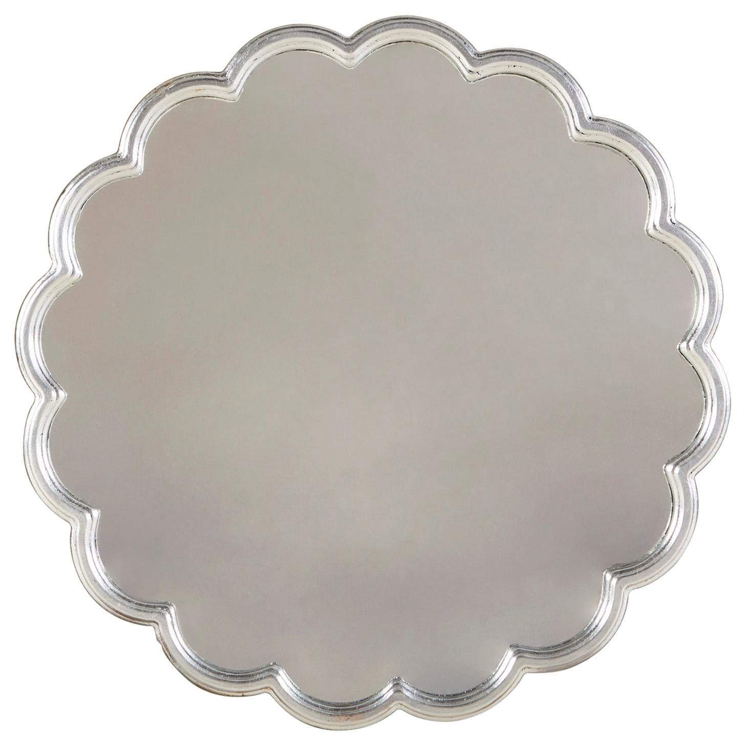 Silver Leaf Scalloped Circular 'Monaco' Mirror For Sale