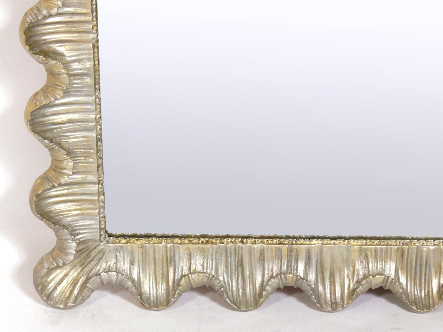 Hollywood Regency Silver Leaf Scalloped Mirror