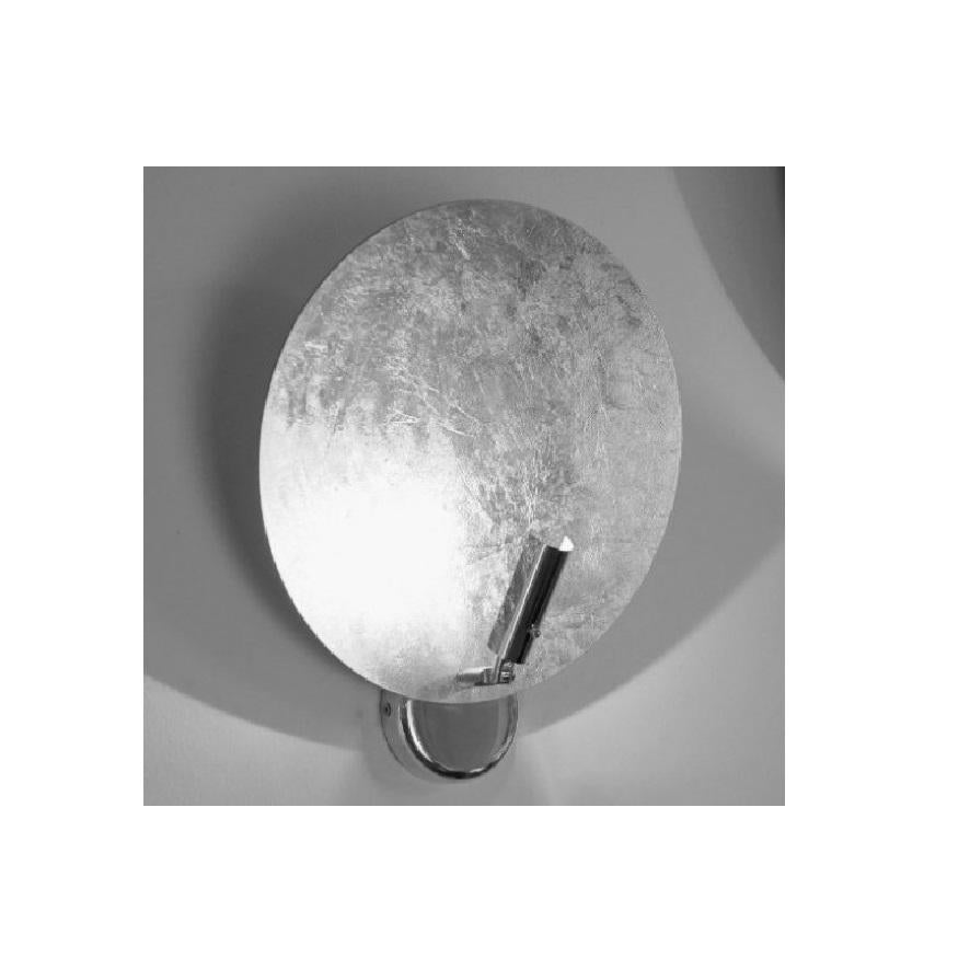 Italian Round Silver Leaf Wall Sconce by Catellani & Smith For Sale