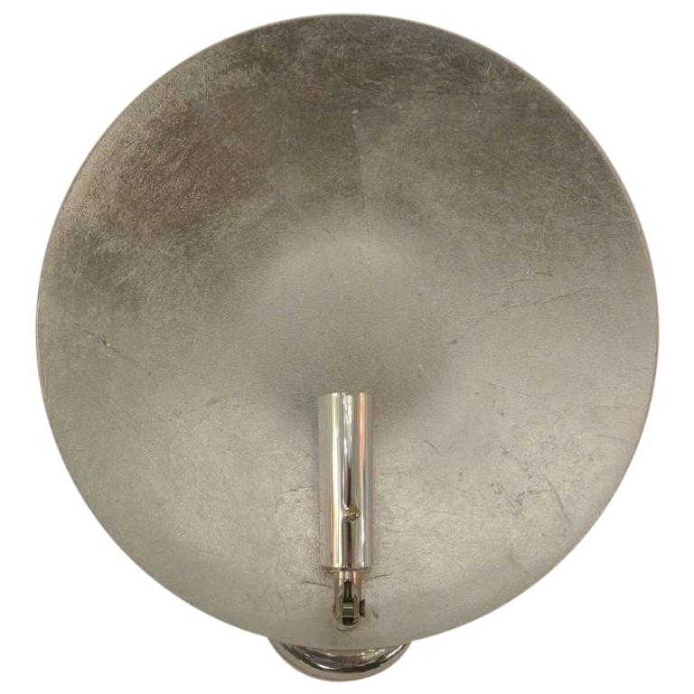 Round Silver Leaf Wall Sconce by Catellani & Smith For Sale