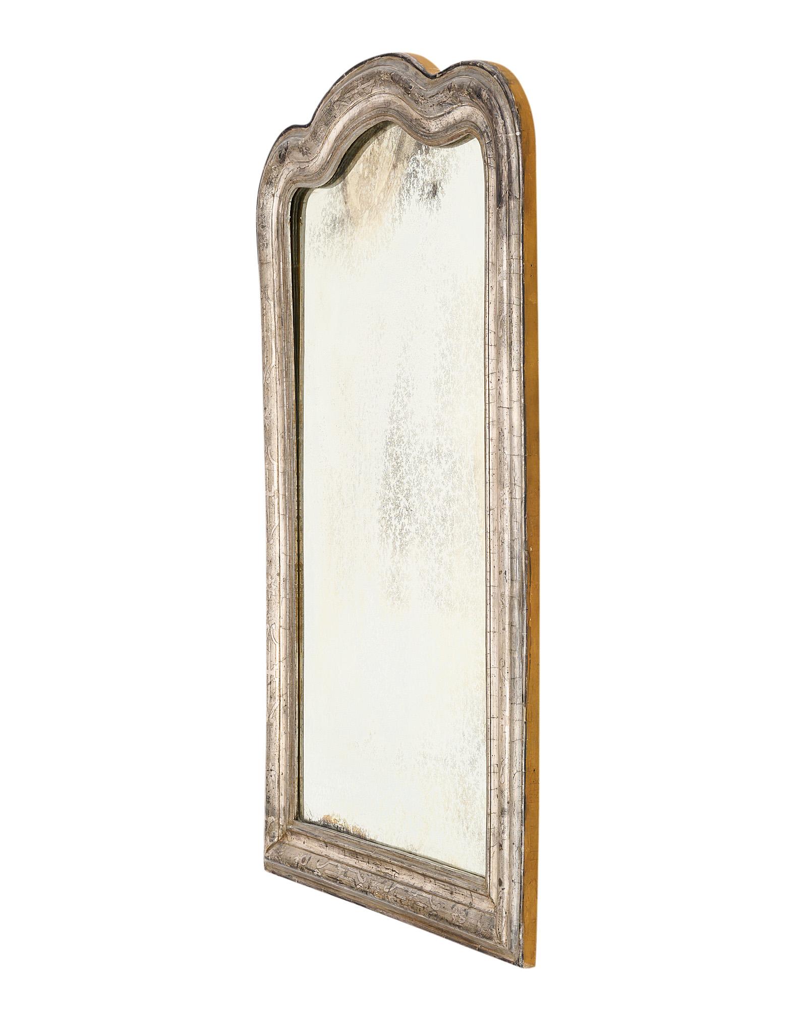 Silver Leafed Antique French Mirror In Good Condition In Austin, TX