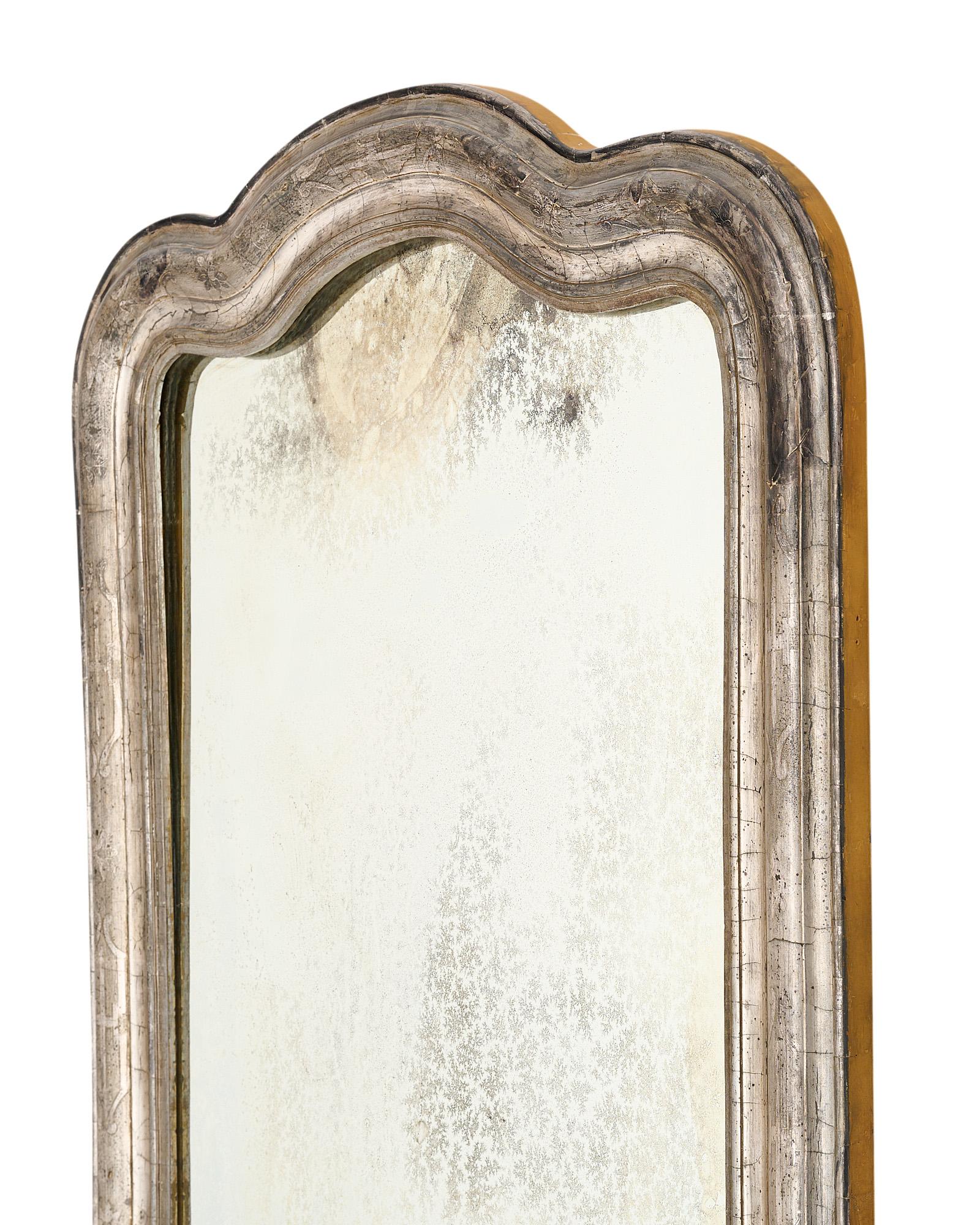 Mid-19th Century Silver Leafed Antique French Mirror