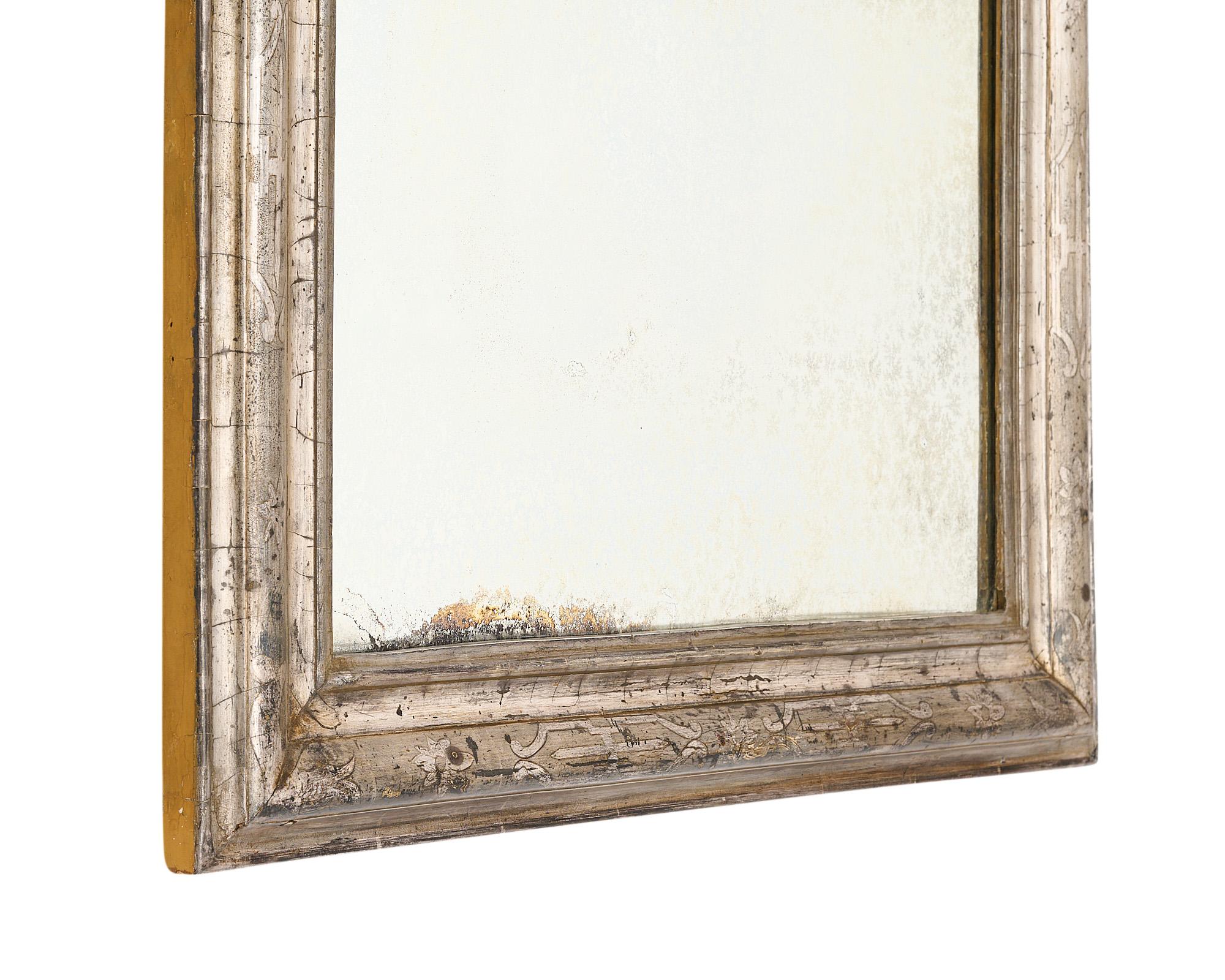 Silver Leafed Antique French Mirror 4