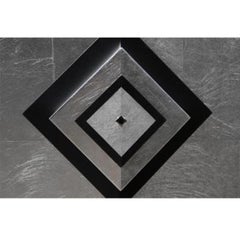 Silver Leafed Chevron Accent Storage Console Cabinet Buffet by Lee Weitzman