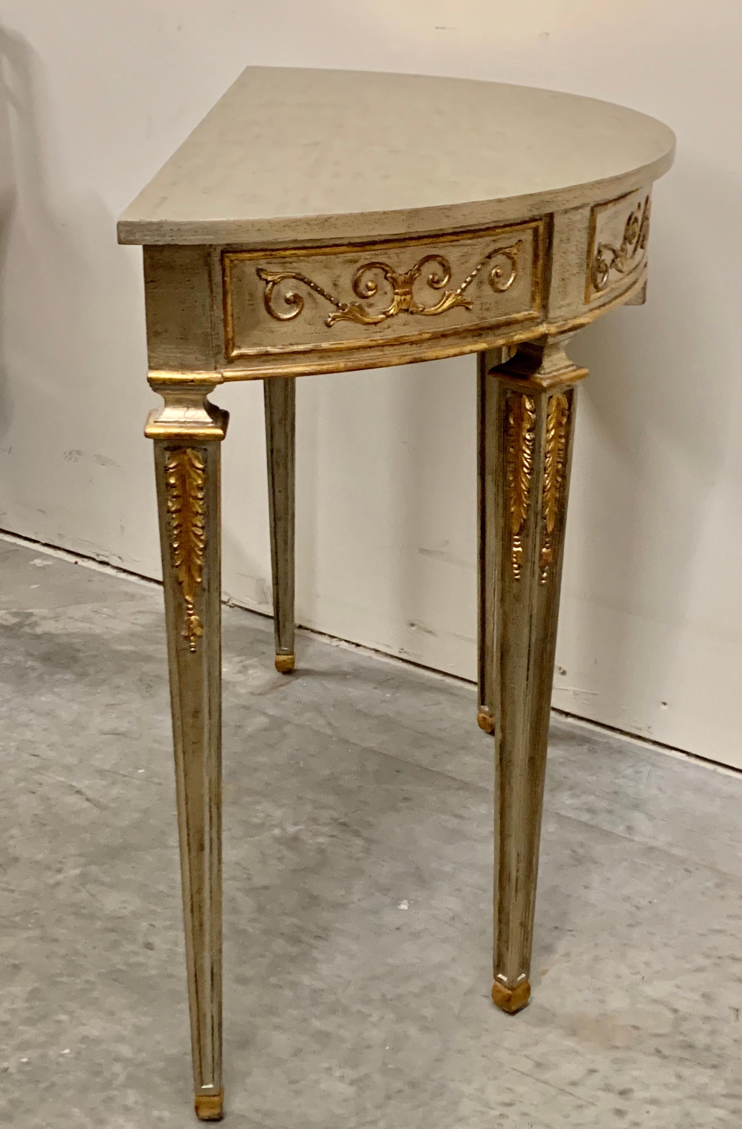 Gold Leaf A Demi Lune Silver Leafed Table by Stuart Swan