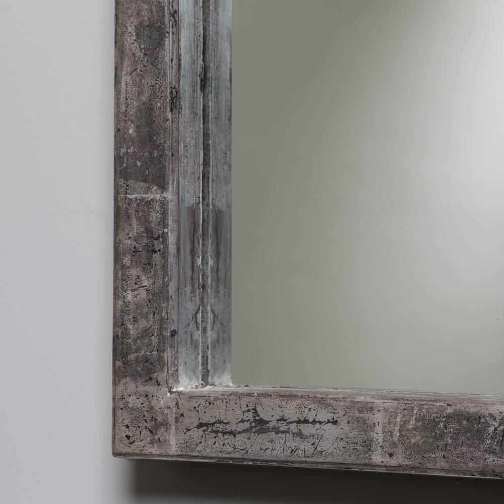 A Brutalist, silver leafed frame mirror with abstract detail, designed by Lane from their Pueblo collection, USA, 1960s.