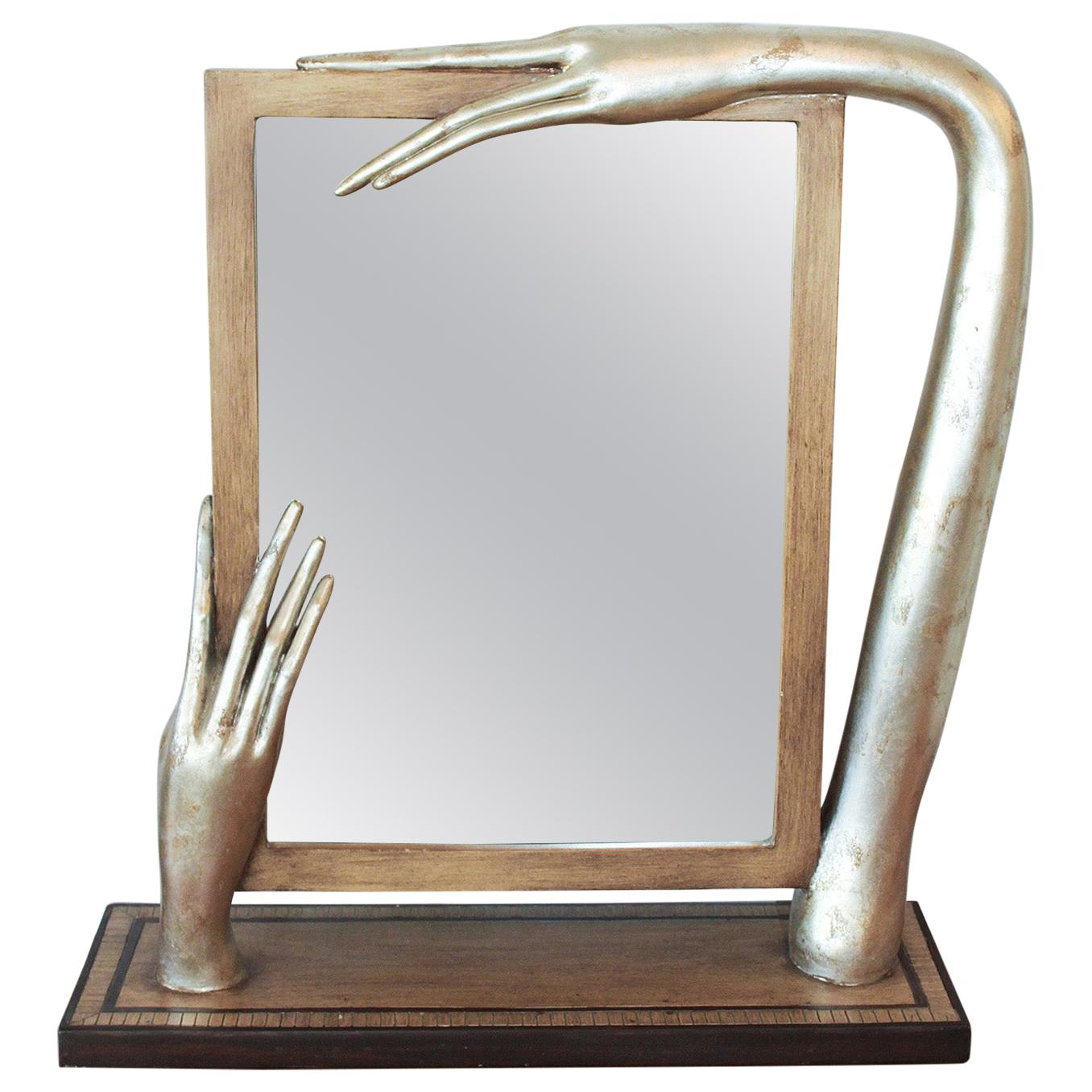 Silver Leafed Surrealist Table Mirror, circa 1980