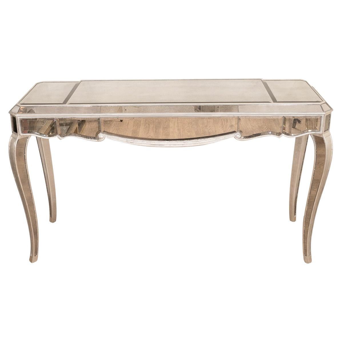 Silver leafed wood and mirror vanity table