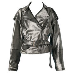Silver leather biker jacket ALEXANDRE VAUTHIER