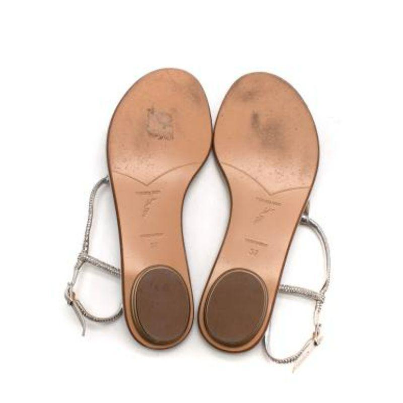 Women's Silver leather crystal embellished Diana thong sandals For Sale