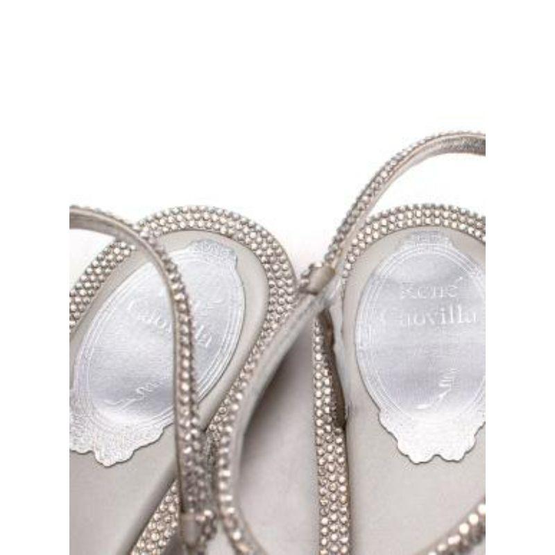Silver leather crystal embellished Diana thong sandals For Sale 1