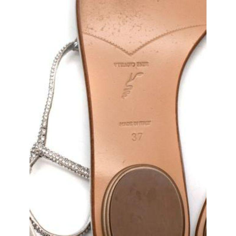 Silver leather crystal embellished Diana thong sandals For Sale 2