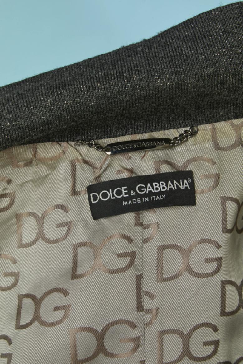 Giacca in pelle argento Dolce & Gabbana in vendita 3