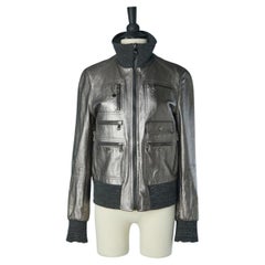 Giacca in pelle argento Dolce & Gabbana