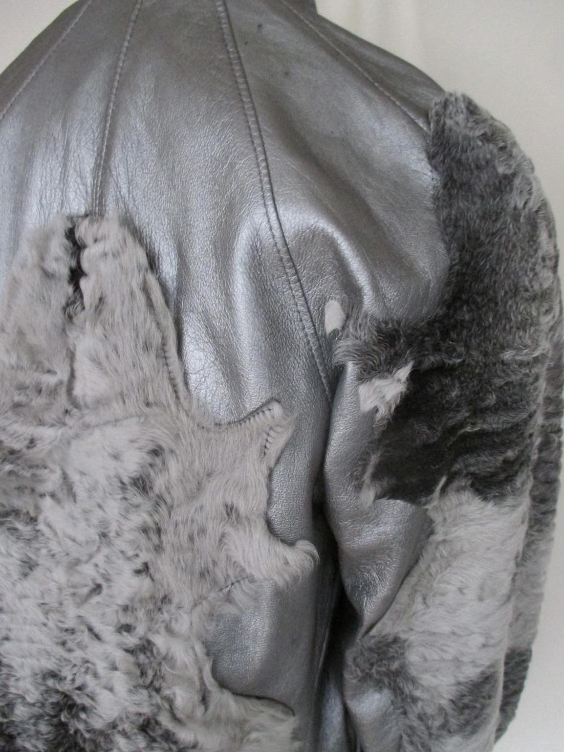 Silver Leather Persian Lamb/Astrakhan Fur Jacket 1