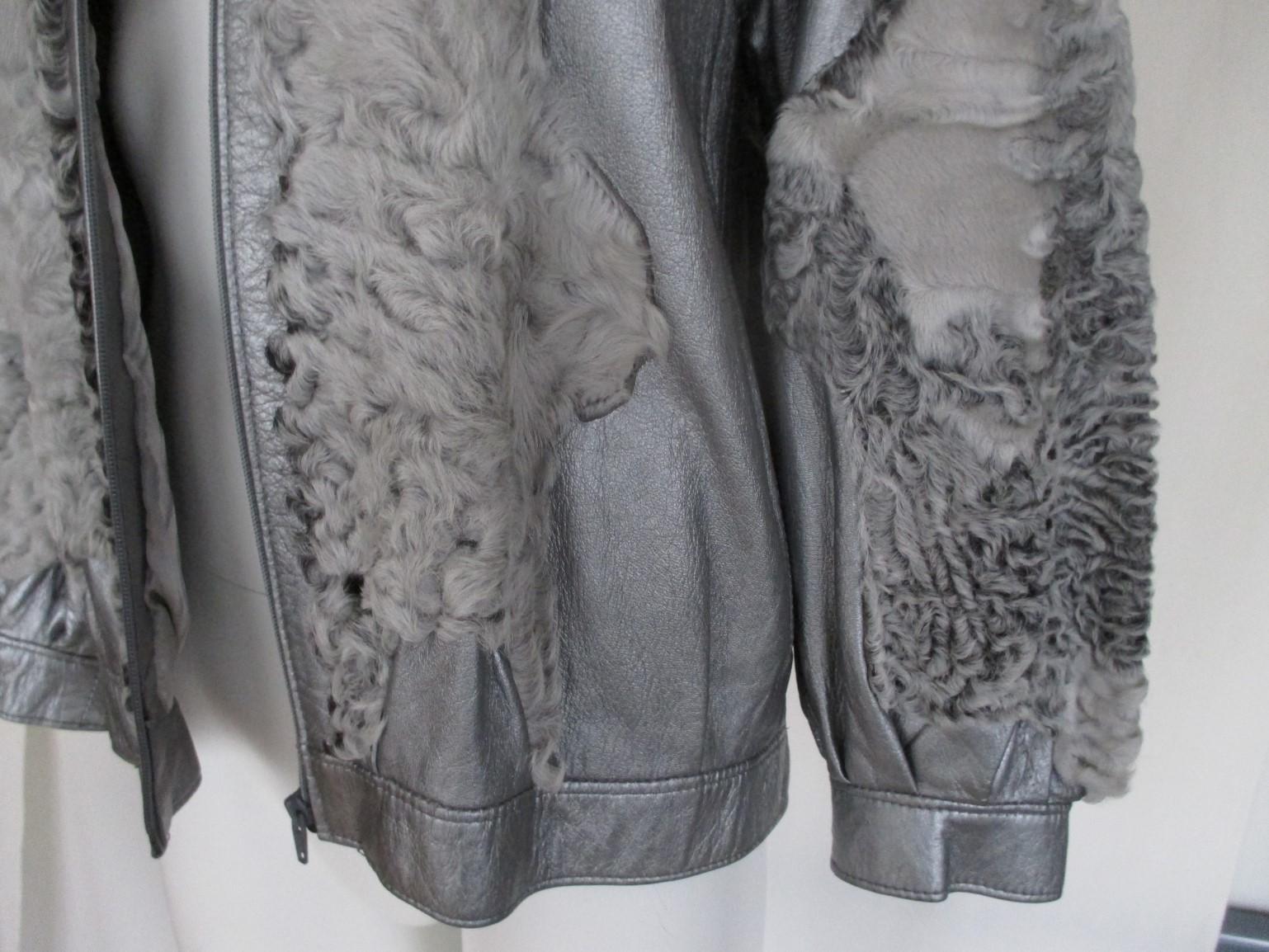 Silver Leather Persian Lamb/Astrakhan Fur Jacket 3