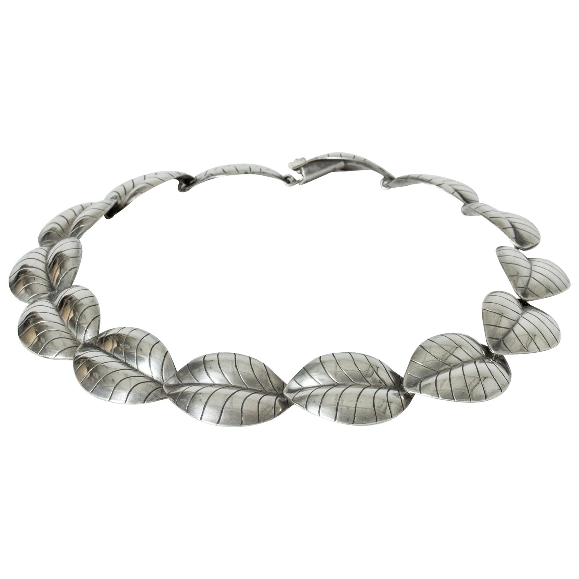 Vintage Scandinavian Modernist Midcentury silver collier, Sweden, 1957 For Sale