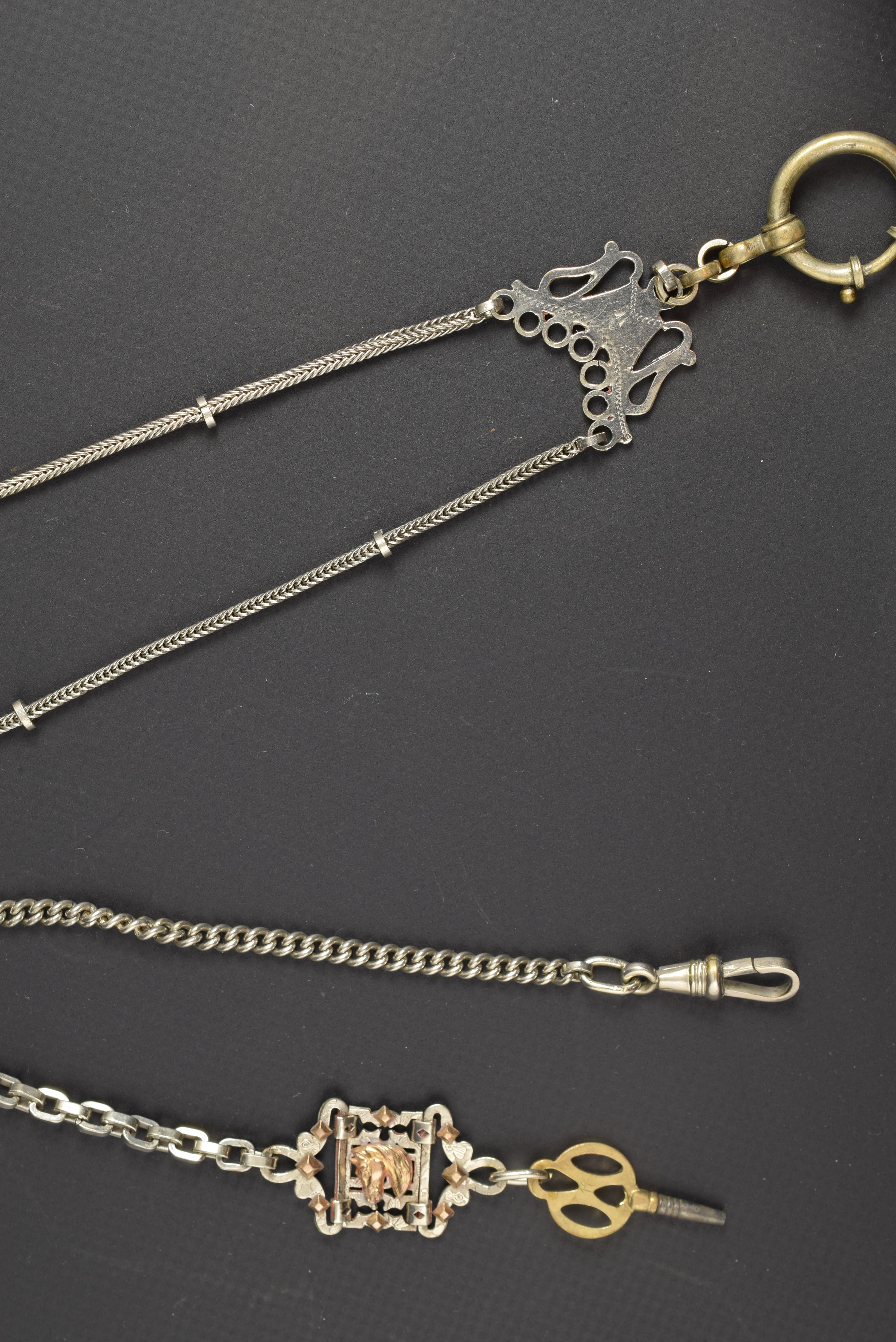 Neoclassical Silver Leontine Watch Chain For Sale
