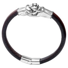 Pulsera de cuero de leopardo Silver