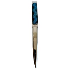 Silver Letter Opener with Blue Glass