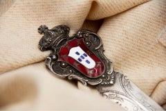 Silver letter opener with enamel and symbols of Portugal