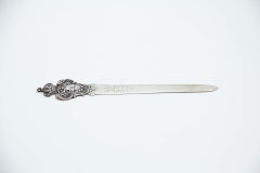 Silver letter opener with Portuguese coat of arms