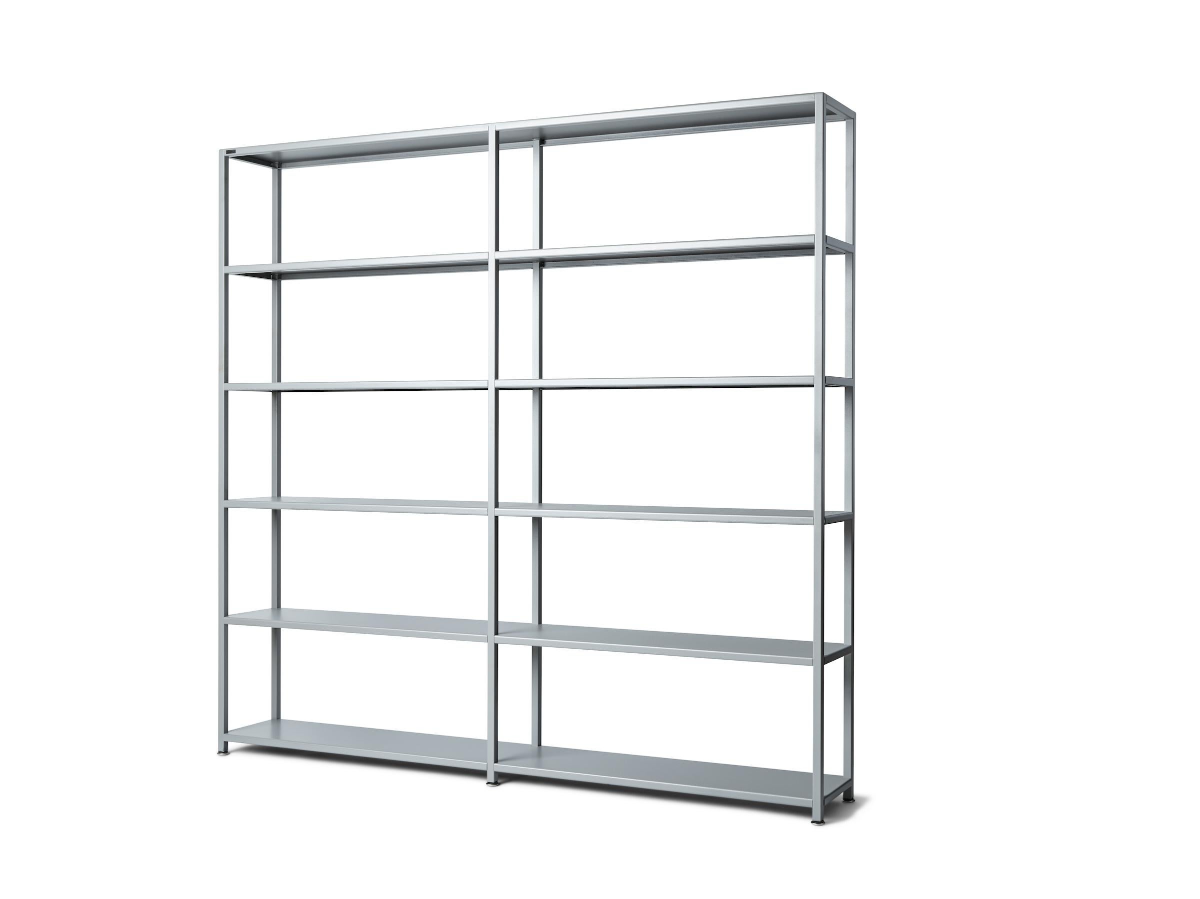 Modern Silver Library Open Shelving Unit For Sale