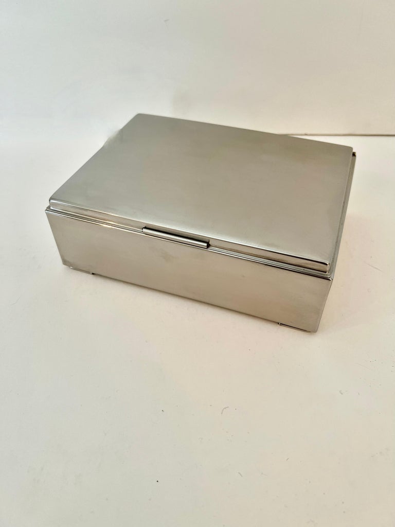 Silver Lidded Box with Wooden Interior For Sale at 1stDibs