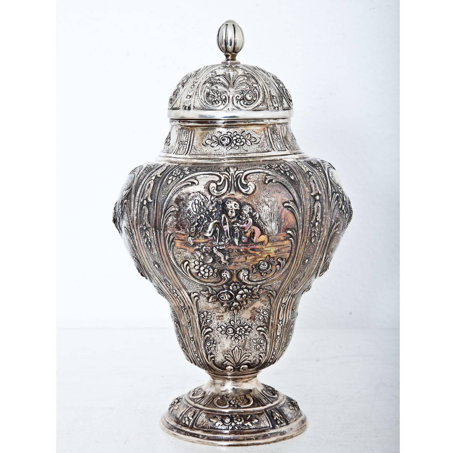 Silver Lidded Urn, German, circa 1900 1