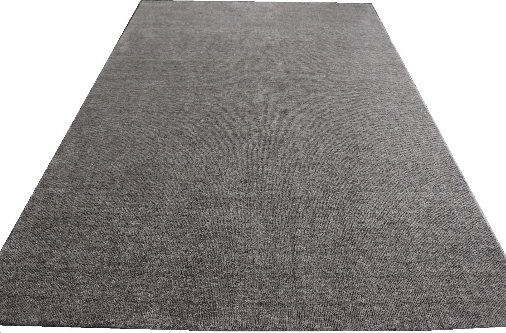 Silver Light Gray Textural Bamboo Silk Hand Woven Rug in Stock In New Condition In New York, NY