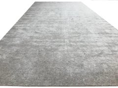 Silver Light Gray Textural Bamboo Silk Hand Woven Rug