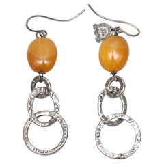 A Silver & Light Orange Mario Buccellati Dangly Earrings