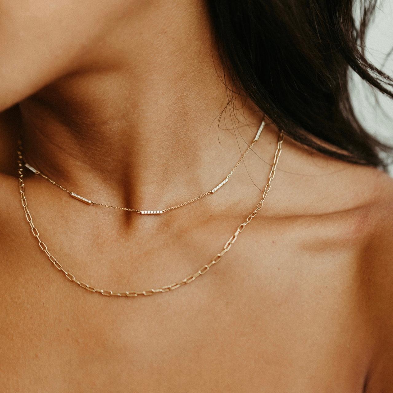 Modern Silver Lining Choker, 18k Solid Gold with Diamonds For Sale