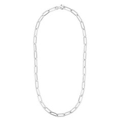 Silver Link Necklace, Paper Clip, Sterling Silver, Paper Clip 5.9mm 18 Inch