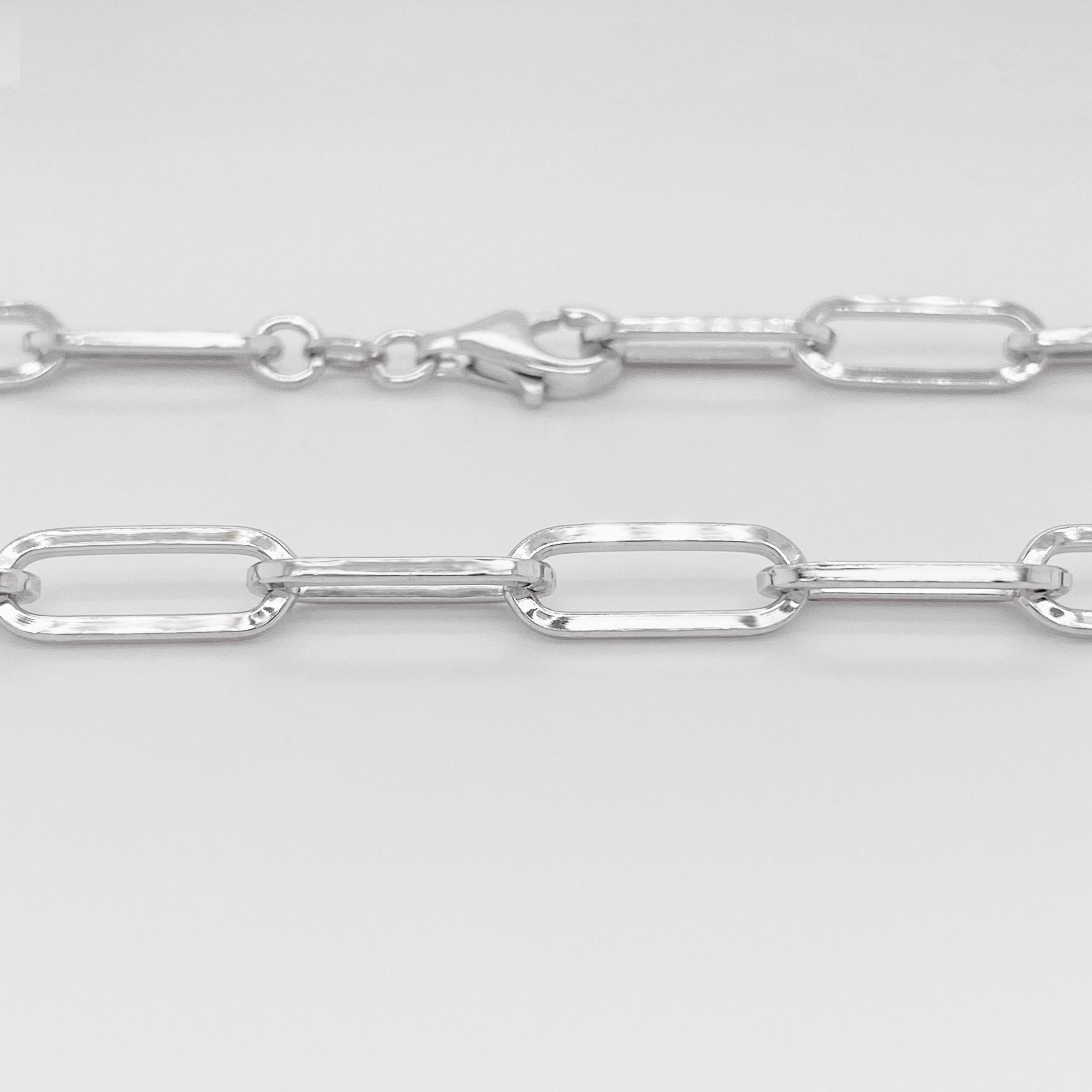 Modern Silver Link Necklace, Paperclip, Sterling Silver, 5.9mm Paper Clip, 18 Inches