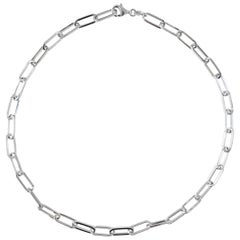 Collier à maillons en argent, clip en papier, argent sterling, clip en papier de 5,9 mm, 45 cm