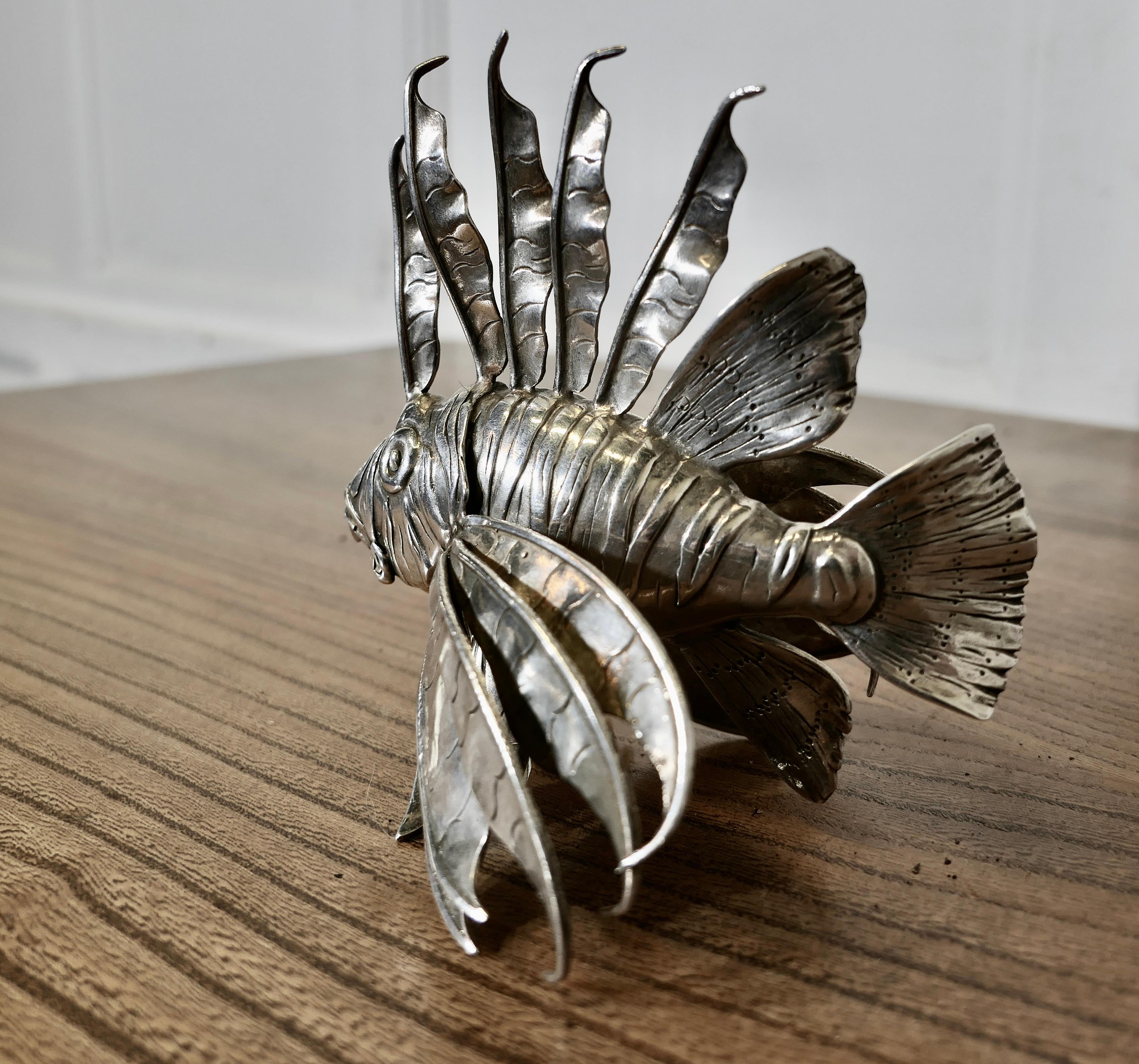 Silver Lion Fish Model Signed by  Mario Bucellati    For Sale 1