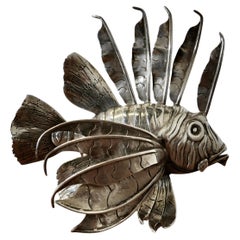 Vintage Silver Lion Fish Model Signed by  Mario Bucellati   