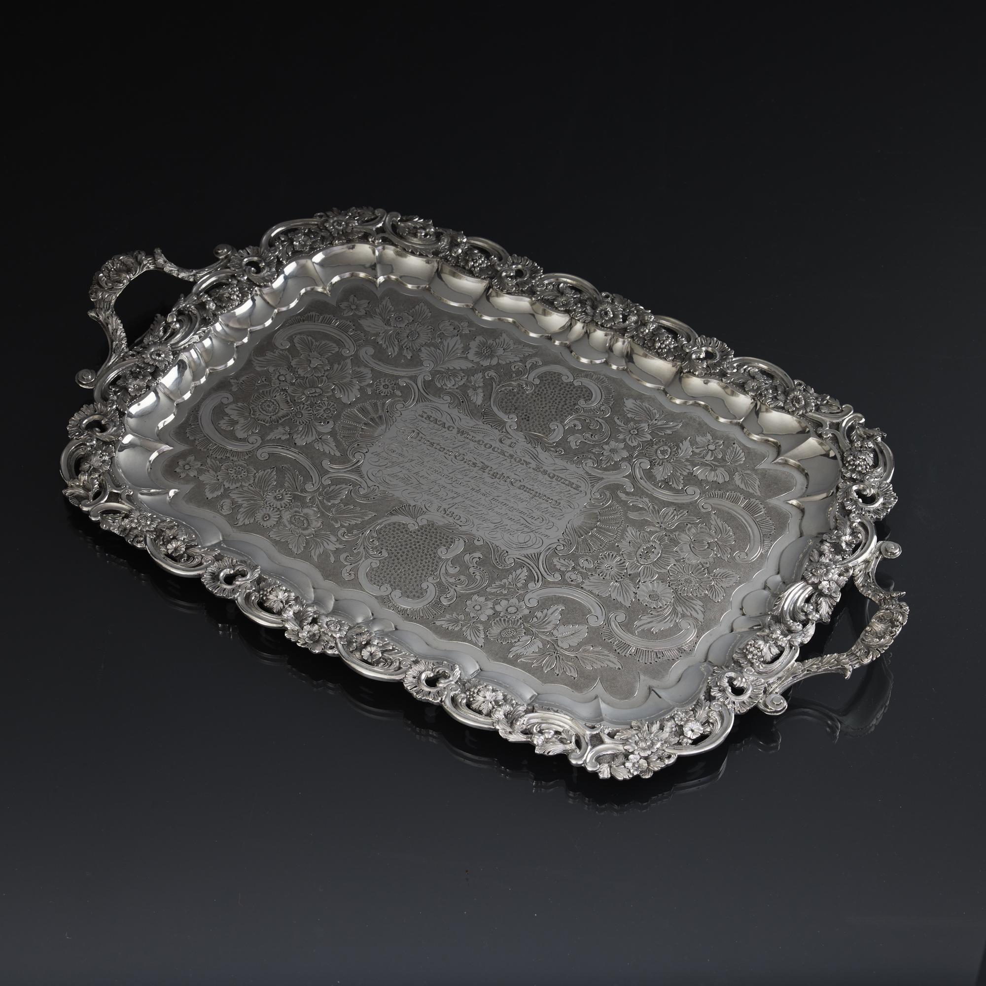 William IV period antique silver serving tray For Sale 3