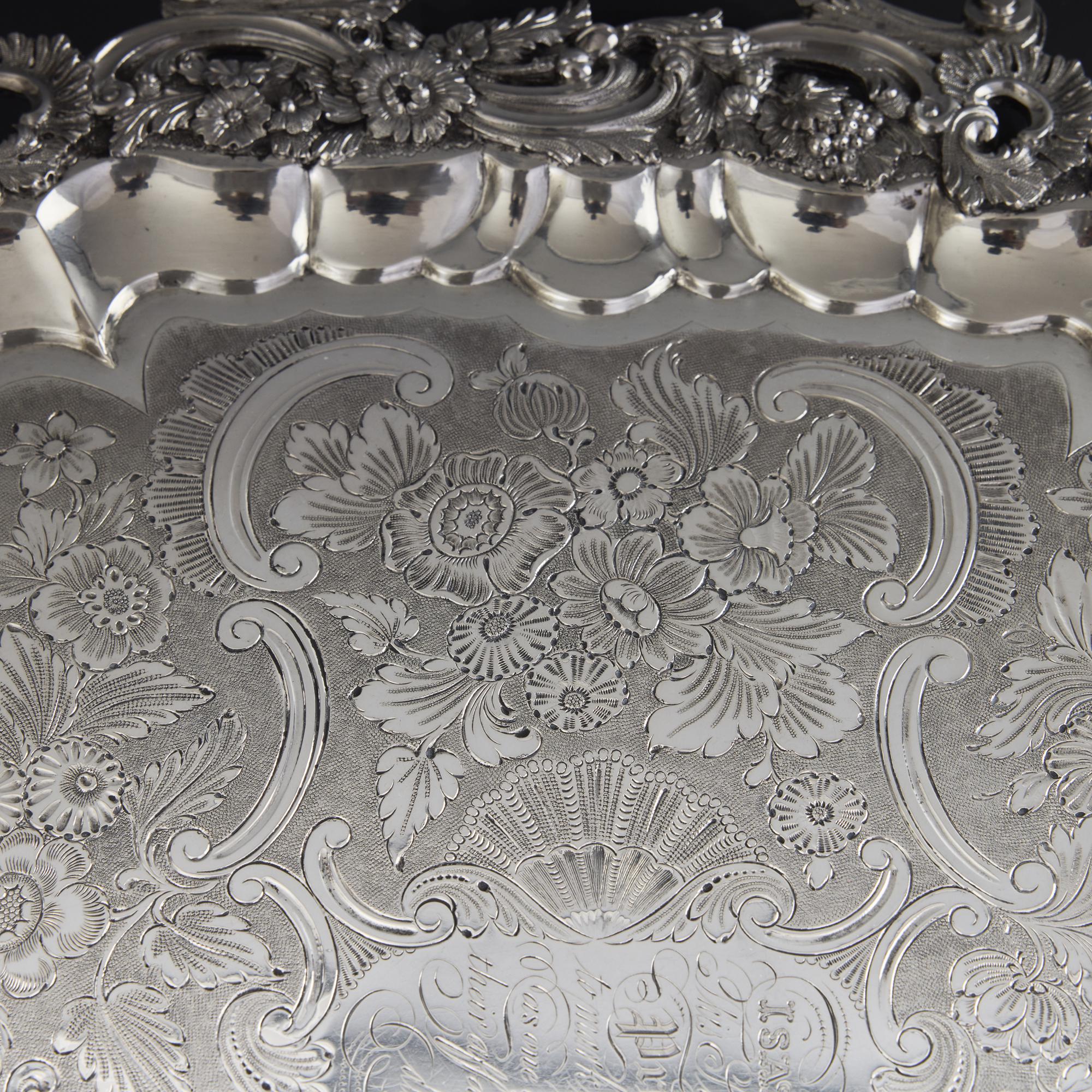 Mid-19th Century William IV period antique silver serving tray For Sale