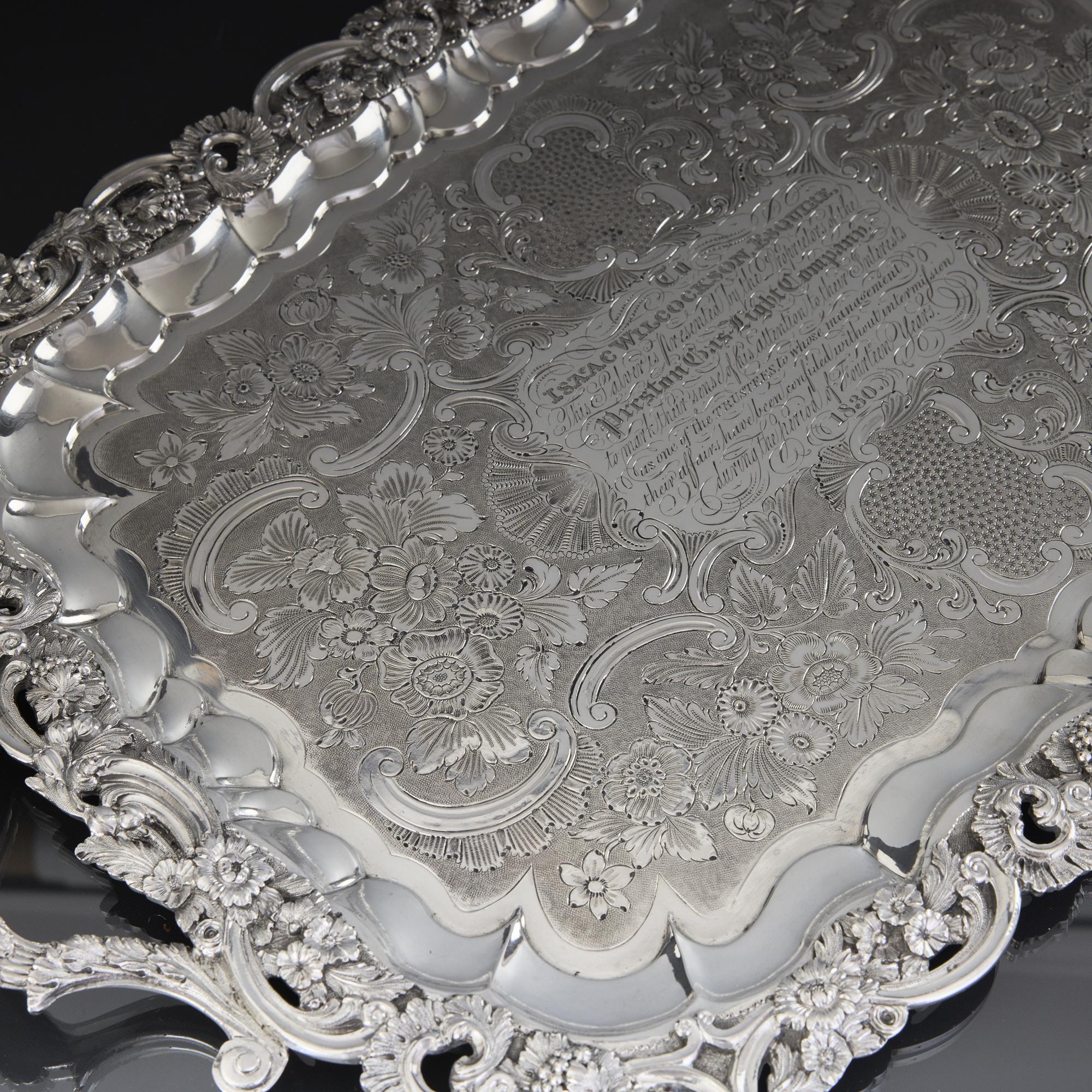 Sterling Silver William IV period antique silver serving tray For Sale