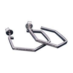 Silver Loop Hoop Moissanite Earrings 925 Sterling Silver Unique Present For Her.