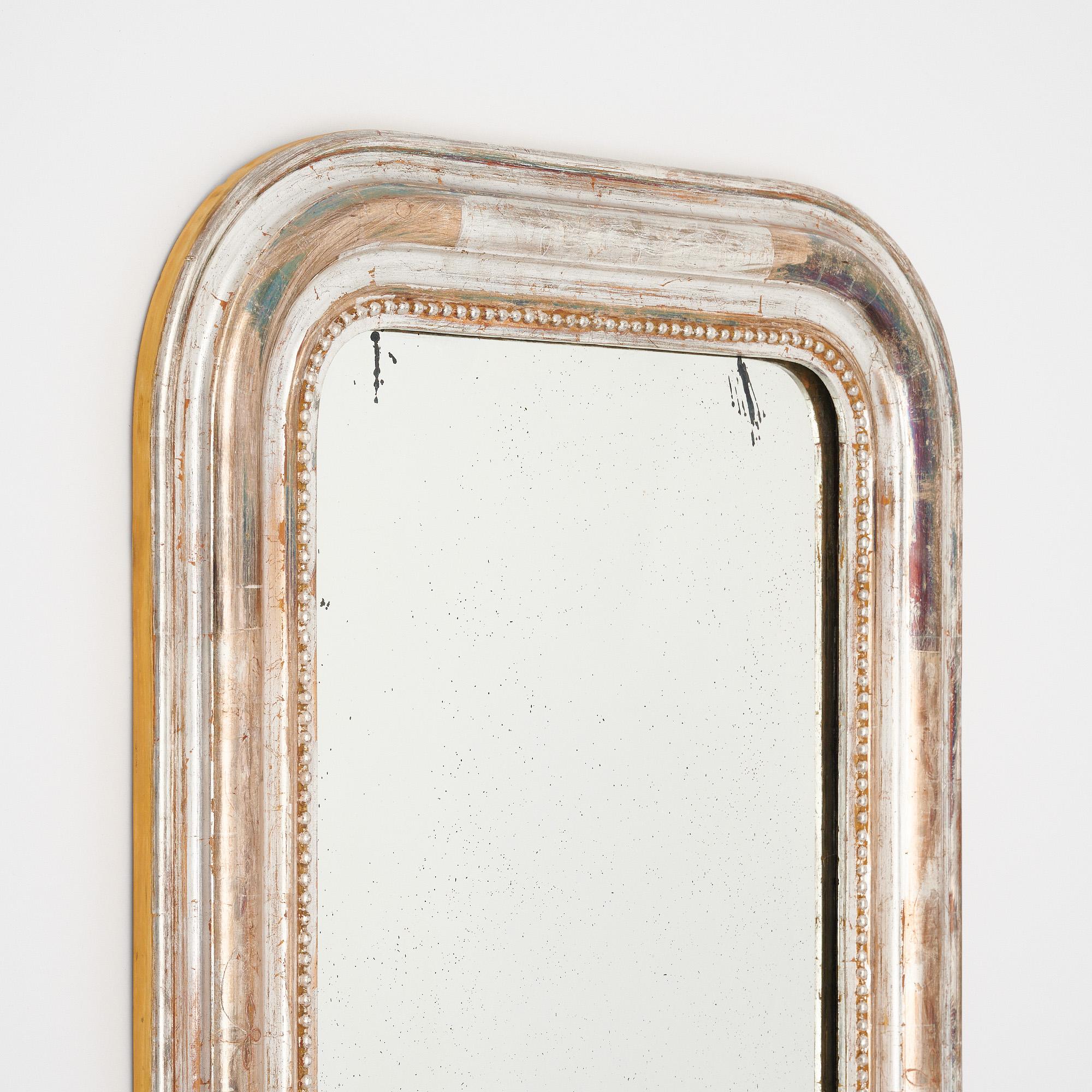 Silver Louis Philippe Period Mirror In Good Condition In Austin, TX