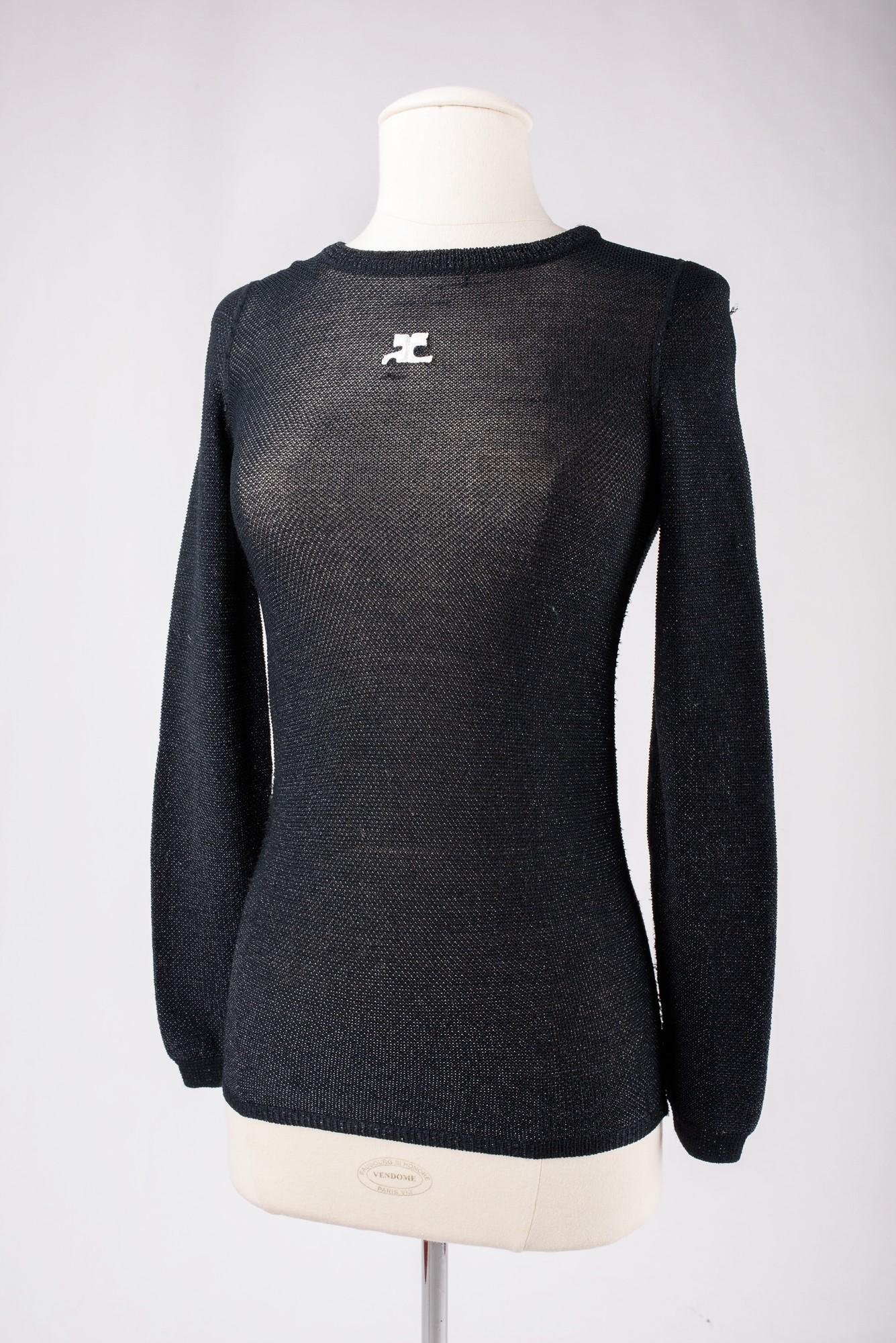 Silver lurex and knitted pullover by André Courrèges - France Circa 1970-1980 For Sale 2