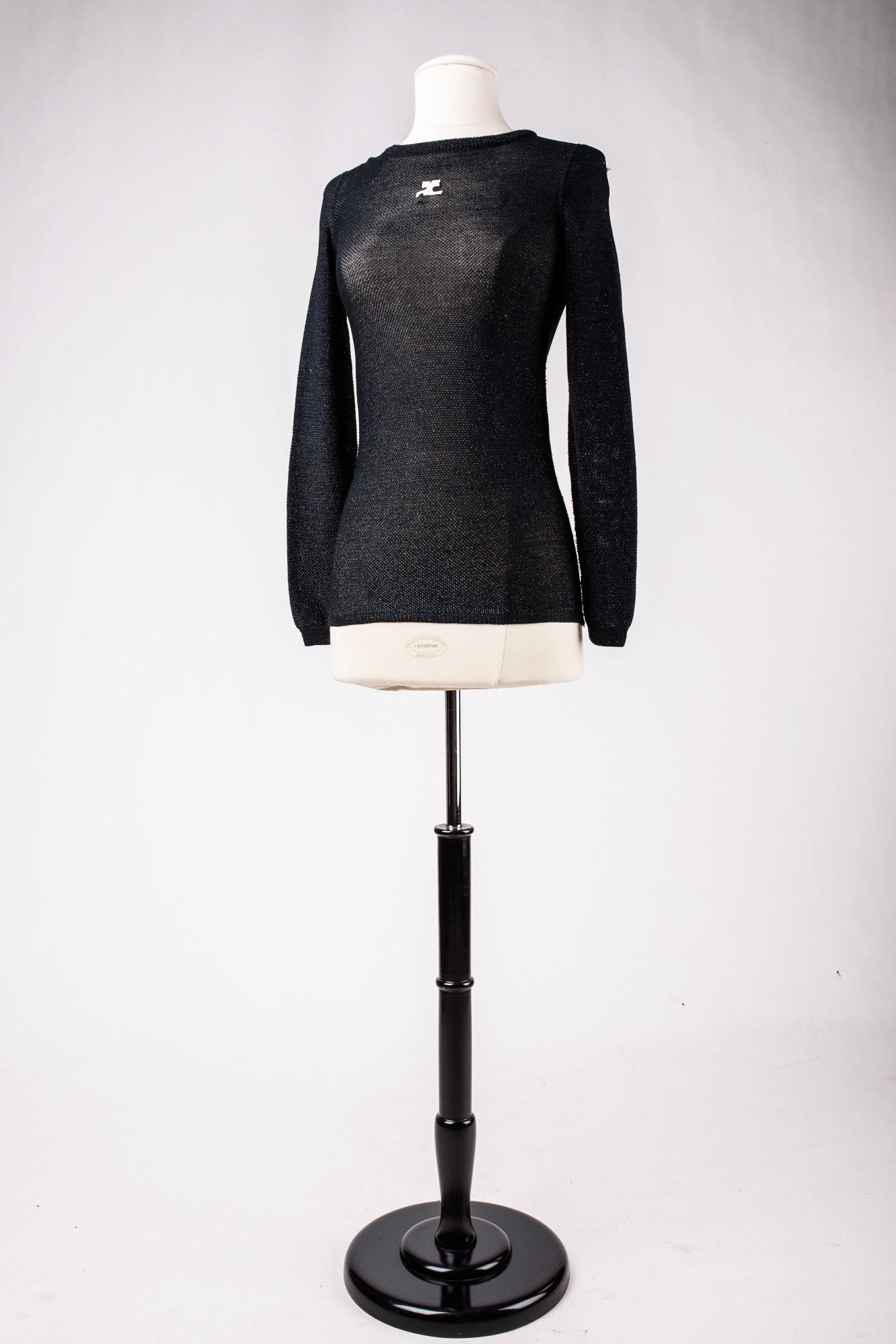 Silver lurex and knitted jumper by André Courrèges - France Circa 1970-1980 For Sale 3