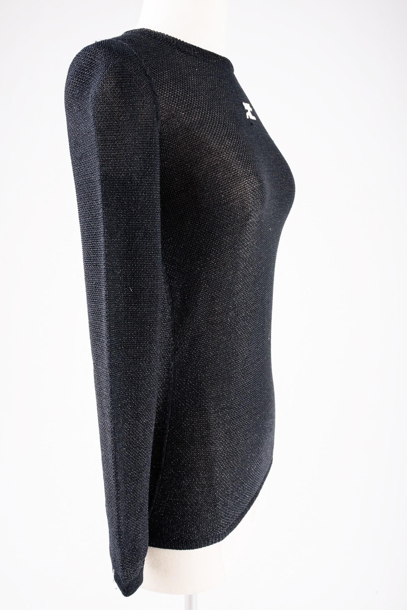 Silver lurex and knitted pullover by André Courrèges - France Circa 1970-1980 For Sale 7