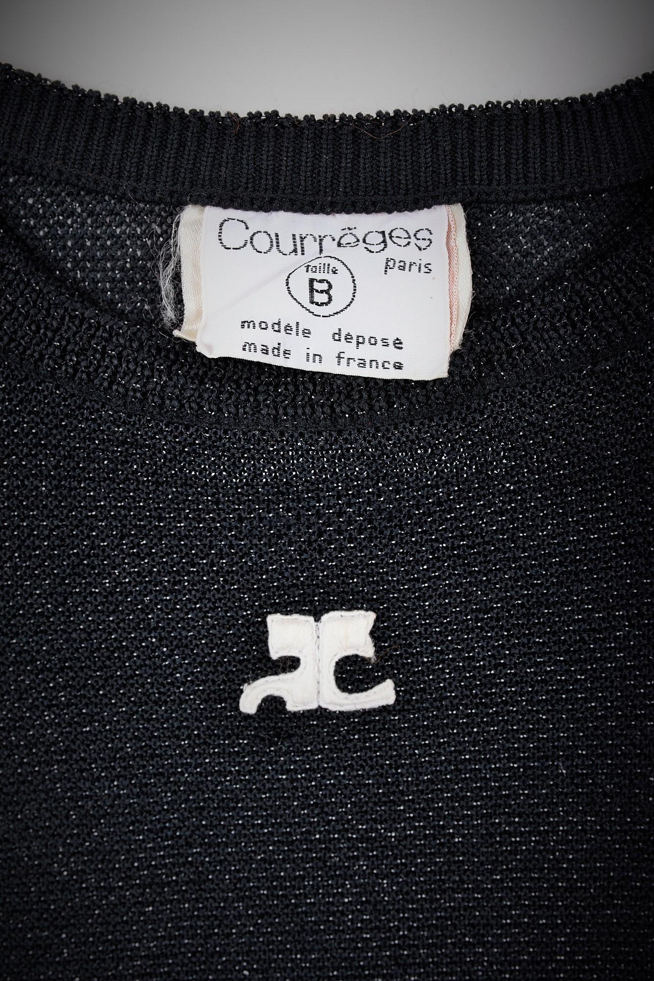 Silberner Pullover aus Lurex und Strick von André Courrèges - Frankreich, ca. 1970-1980 im Zustand „Gut“ im Angebot in Toulon, FR