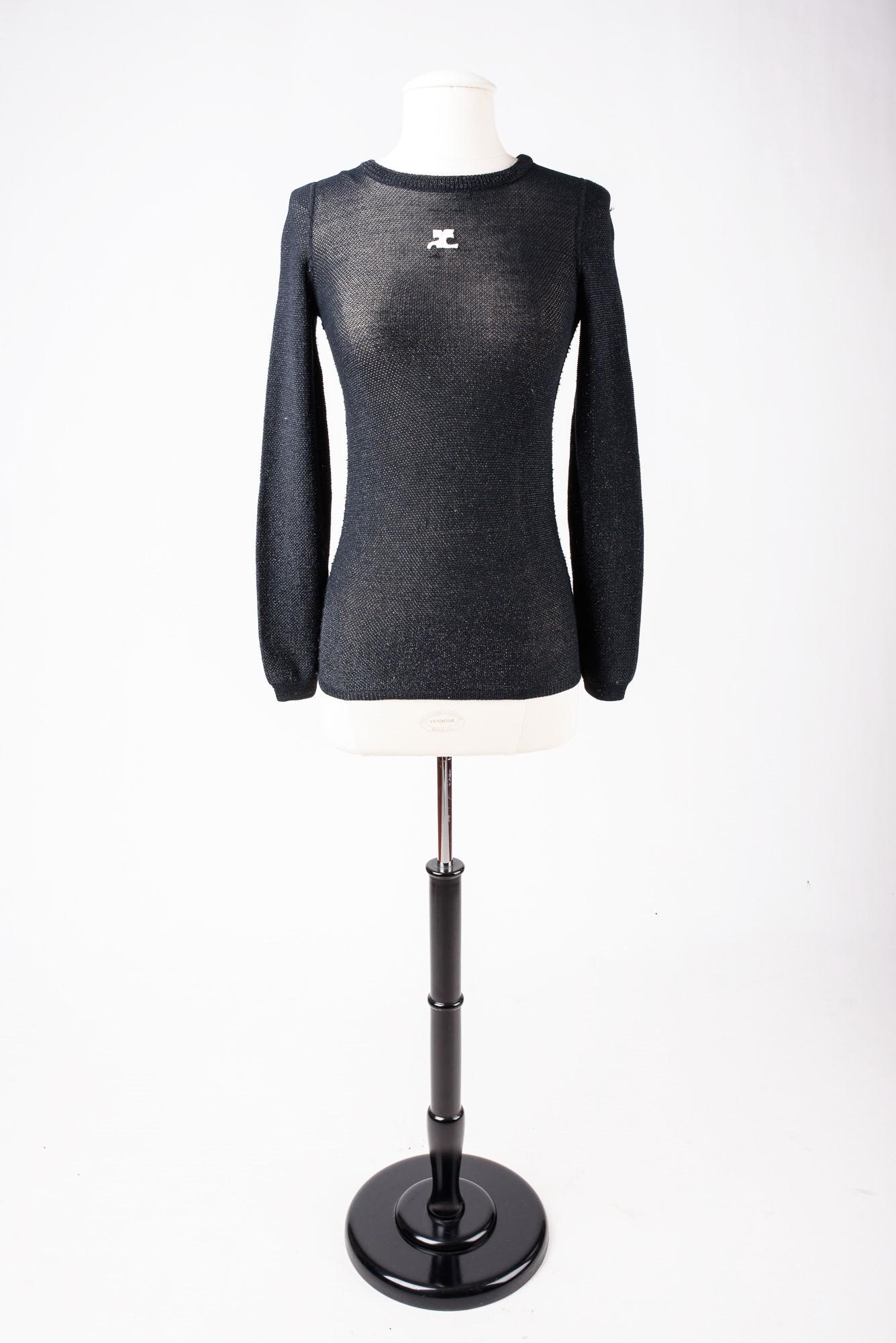 Silver lurex and knitted jumper by André Courrèges - France Circa 1970-1980 In Good Condition For Sale In Toulon, FR