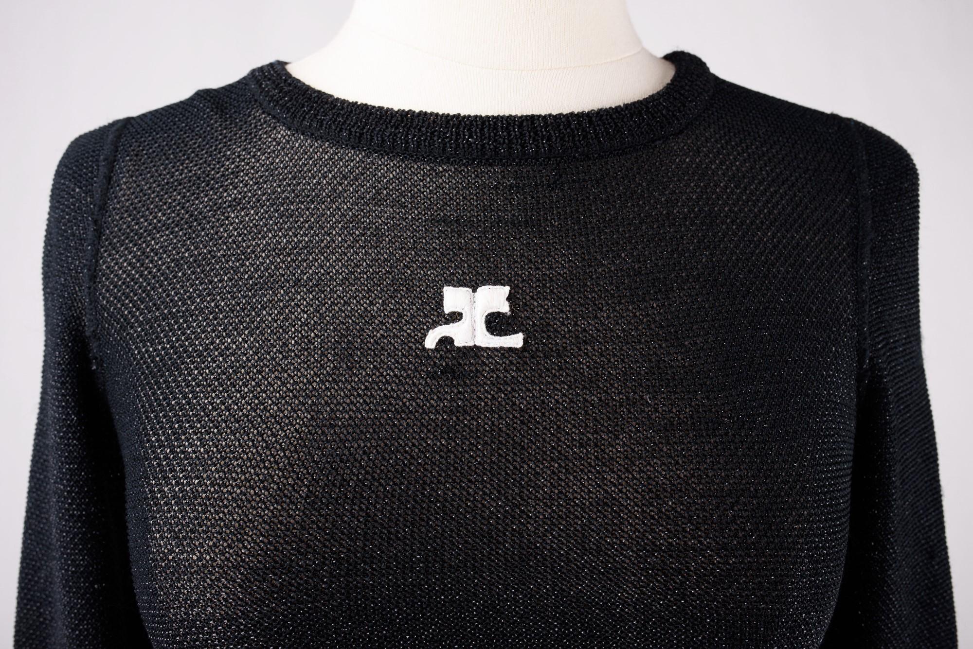 Women's Silver lurex and knitted jumper by André Courrèges - France Circa 1970-1980 For Sale