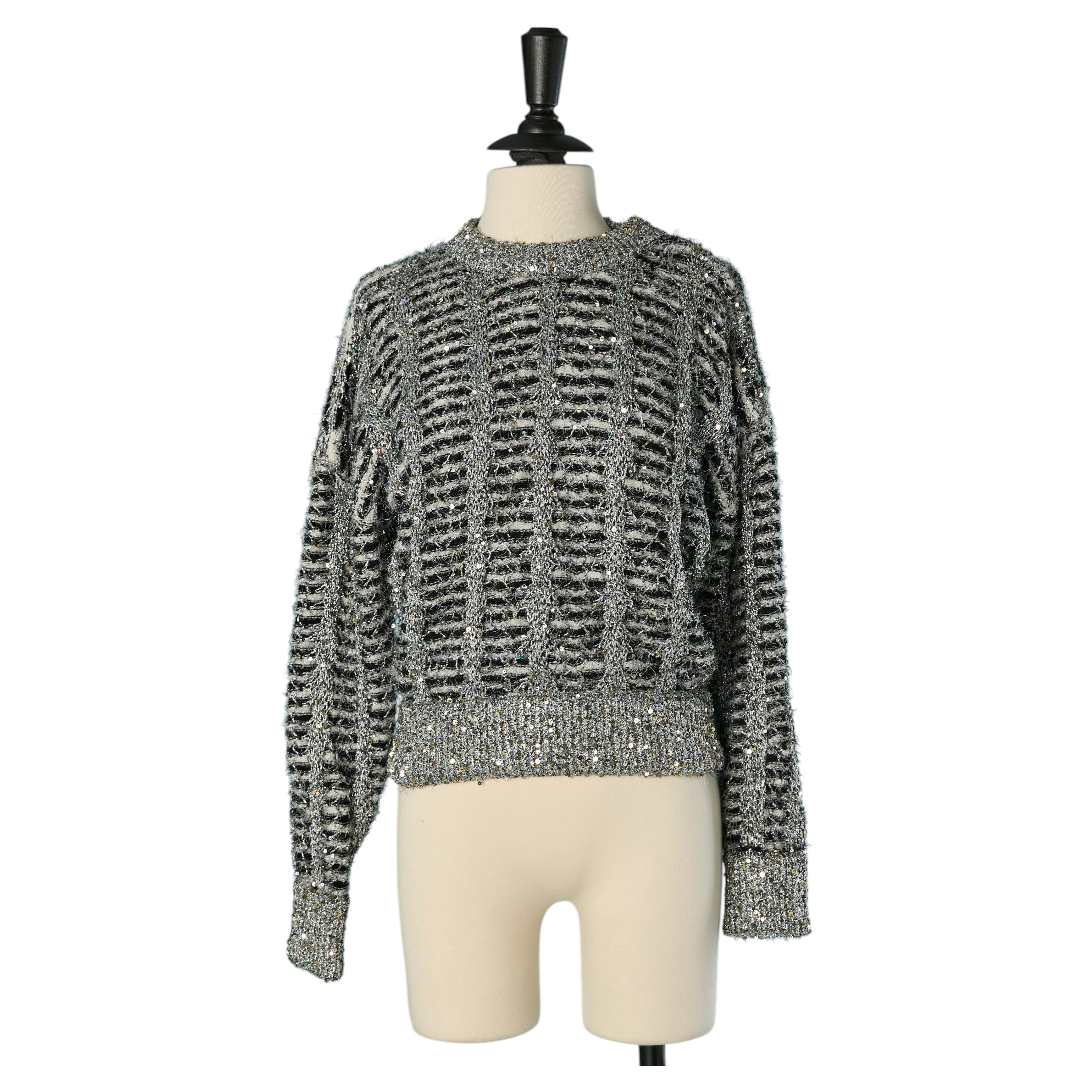 Silberner Pullover aus Lurex und Mohair CHANEL im Angebot